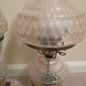 2 beautiful antique hurcaian oil lamps